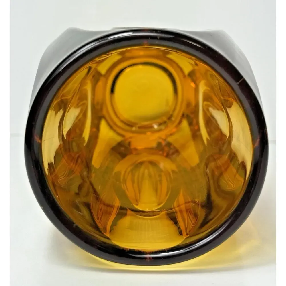 SKLO Vase Amber Yellow Glass Bullet Lens 8"H Czech 60s Mid Mod MCM Hand Blown - Picture 12 of 15